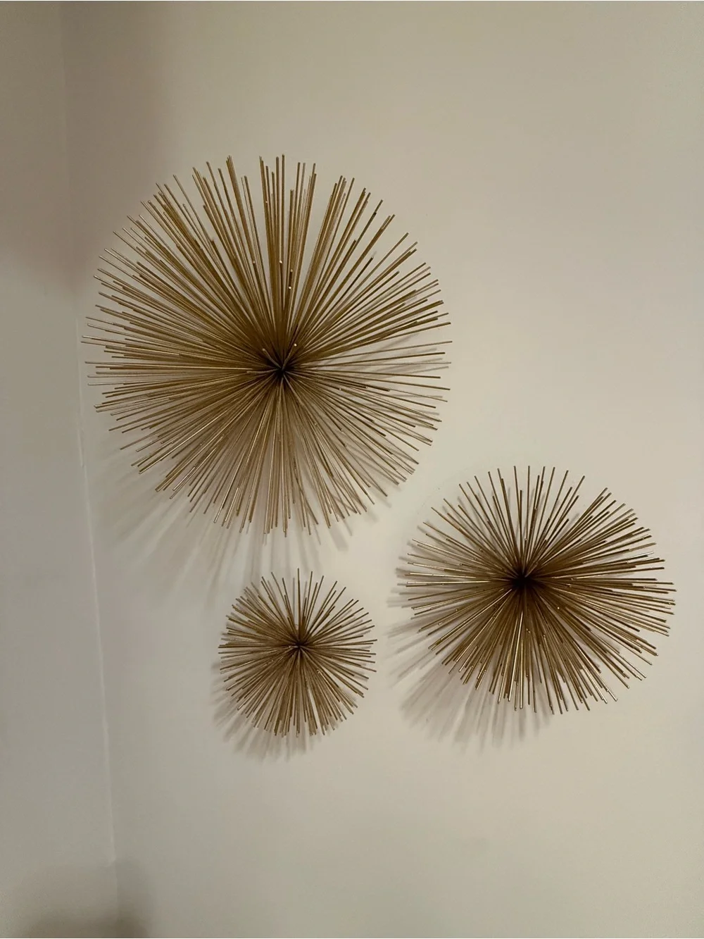 Gold Burst Metal Wall Sculpture - Set of 3